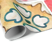 水彩セラミックタイルのコレクション。スクエアヴィンタグ ラッピングペーパー (ロールコーナー)