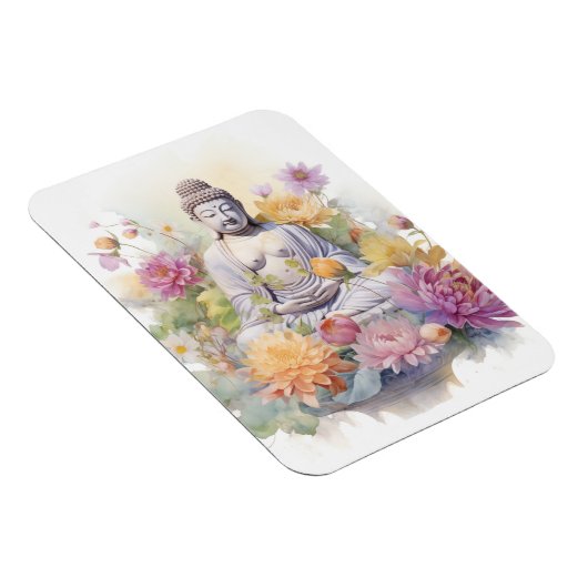 水彩セレネブダピンクイエローフラワーアート マグネット (右側)