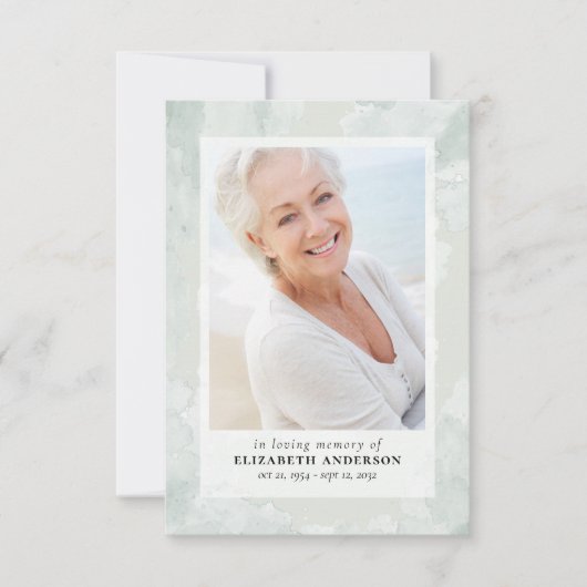 水彩セージ写真葬式悔やみや弔慰ありがとう カード (正面)