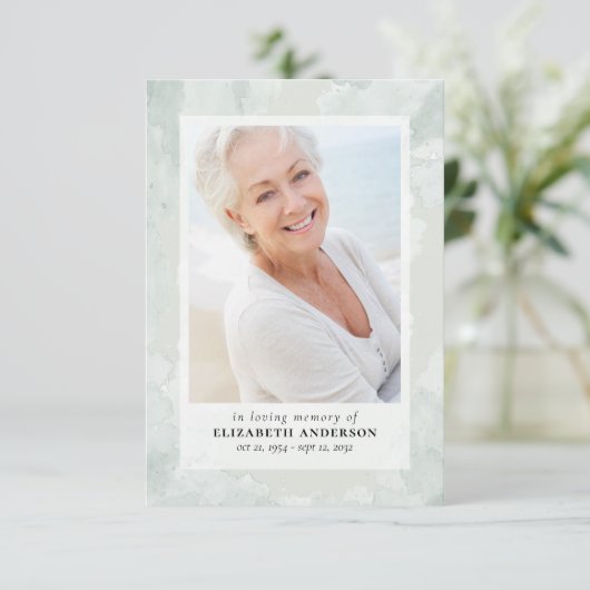 水彩セージ写真葬式悔やみや弔慰ありがとう カード (スタンド正面)