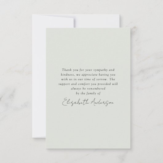 水彩セージ写真葬式悔やみや弔慰ありがとう カード (裏面)