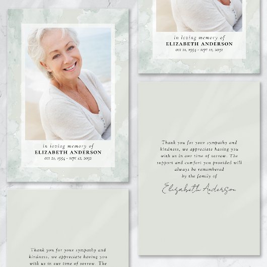 水彩セージ写真葬式悔やみや弔慰ありがとう カード