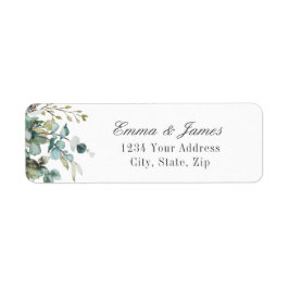 水彩セージ結婚ユーカリ差出人住所 ラベル