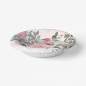 水彩セージ緑とピンクの花 ペーパーボウル (傾斜あり)
