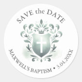 水彩セージ緑のクレスト ラウンドシール (正面)