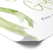 水彩セージ緑の弓カードとギフトサイン ポスター (角)