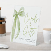 水彩セージ緑の弓カードとギフトサイン 台座サイン (インサイチュ)