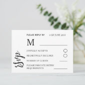 水彩セージ緑の葉の結婚式RSVP 出欠カード (スタンド正面)
