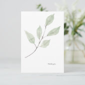 水彩セージ緑カスタム色ホワイト サンキューカード (スタンド正面)