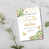 水彩セージ緑ピンクフローラキンセアニラ セーブザデート