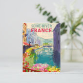 水彩セーヌ川フランス旅行はがき ポストカード (スタンド正面)