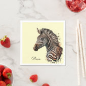 水彩ゼブラヘッドの装飾 スタンダードカクテルナプキン (インサイチュ)