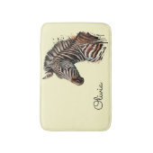 水彩ゼブラヘッドの装飾 バスマット (正面縦)