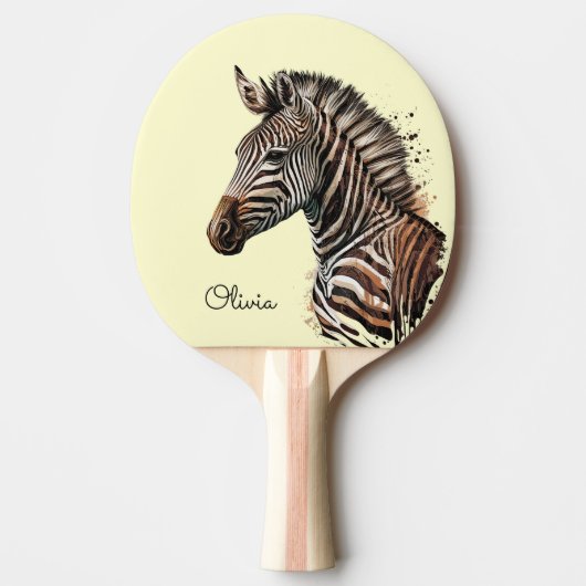 水彩ゼブラヘッドの装飾 卓球ラケット (正面)