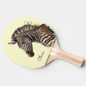 水彩ゼブラヘッドの装飾 卓球ラケット (横)