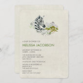 水彩ゼブラベビーシャワー招待状 招待状 (正面/裏面)