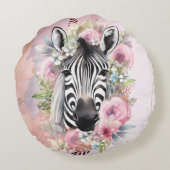 水彩ゼブラ及びフローラリース ラウンドクッション (裏面)