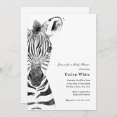 水彩ゼブラ |赤ちゃんシャワーの招待 招待状 (正面/裏面)
