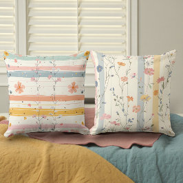 水彩ソフトカラー花両面 クッション