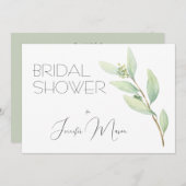 水彩ソフトグリーンフローラブライダルシャワー 招待状 (正面/裏面)