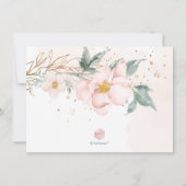 水彩ソフトピンクのシングルペタルローズ ブライダルランチ 招待状 (裏面)