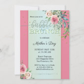 水彩ソフトピンクのバラと泡とブランチ 招待状 (正面)