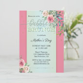 水彩ソフトピンクのバラと泡とブランチ 招待状 (スタンド正面)
