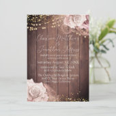 水彩ソフトピンクのバラの木製結婚式 招待状 (スタンド正面)