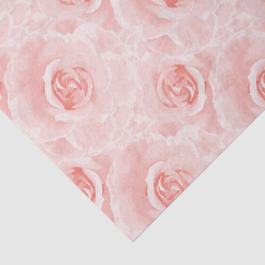 水彩ソフトピンクのバラの花模様のティッシュペーパー 薄葉紙 (詳細)