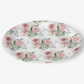 水彩ソフトピンクのバラ模様 ペーパープレート (アングル)