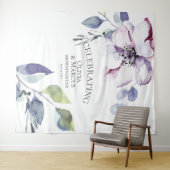 水彩ソフトピンクのリンゴの花のウェディング小道具 タペストリー (インサイチュ(横))