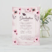 水彩ソフトピンクの卒業 招待状 (スタンド正面)