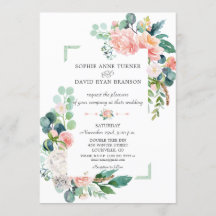 水彩ソフトピンクの芍薬フレーム結婚式