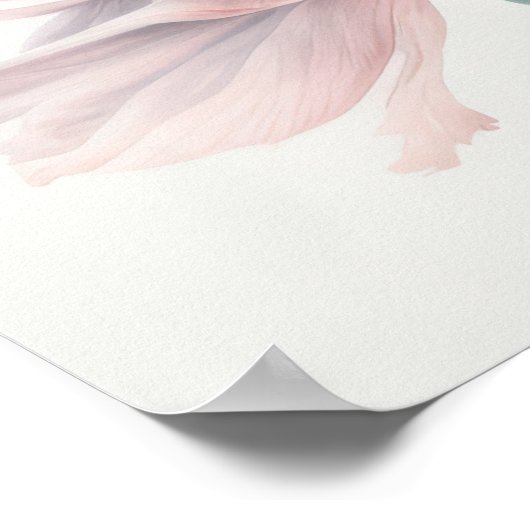 水彩ソフトピンクピーチ牡丹スクエア ポスター (角)