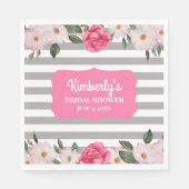 水彩ソフトピンクホワイトローズ ブライダルシャワー スタンダードランチョンナプキン (正面)