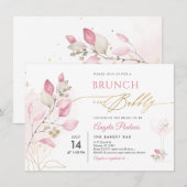 水彩ソフトピンク ガム ユーカリ ブランシュ バブル 招待状 (正面/裏面)