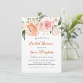 水彩ソフトピーチバラブライダルシャワー 招待状 (スタンド正面)