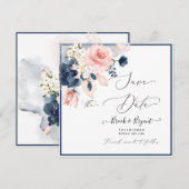 水彩ソフトブルーのバラ 招待状 (正面/裏面)