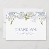 水彩ソフトブルー花男の赤ちゃんシャワー サンキューカード (正面)