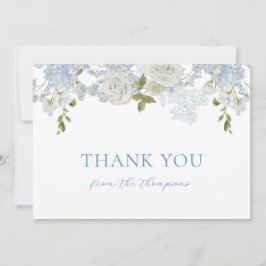 水彩ソフトブルー花男の赤ちゃんシャワー サンキューカード