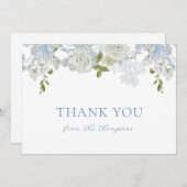 水彩ソフトブルー花男の赤ちゃんシャワー サンキューカード (正面/裏面)