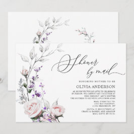 水彩ソフトローズ バーチャルベイビーシャワー by Mail 招待状