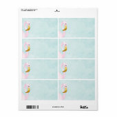 水彩ソロピンクフラミンゴオンビーチ ラベル (フルシート)