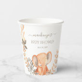 水彩ゾウサファリ ベビーシャワー 紙コップ (正面)