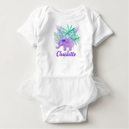 水彩ゾウジャングルトロピカルカスタマイズ可能 ベビーTシャツ