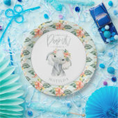 水彩ゾウ小ピーナッツ誕生会 ペーパープレート (パーティー)