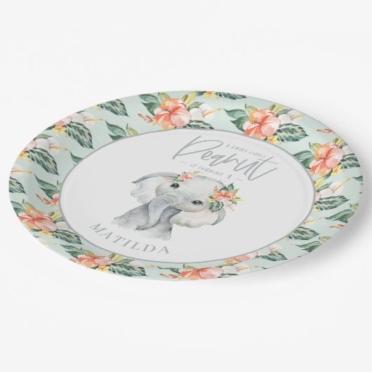 水彩ゾウ小ピーナッツ誕生会 ペーパープレート (アングル)