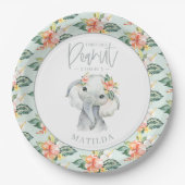 水彩ゾウ小ピーナッツ誕生会 ペーパープレート (正面)