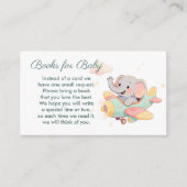 水彩ゾウ飛行機ブック ベビー カード (正面)