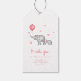 水彩ゾウ&ピンクハート有難う ギフトタグ
